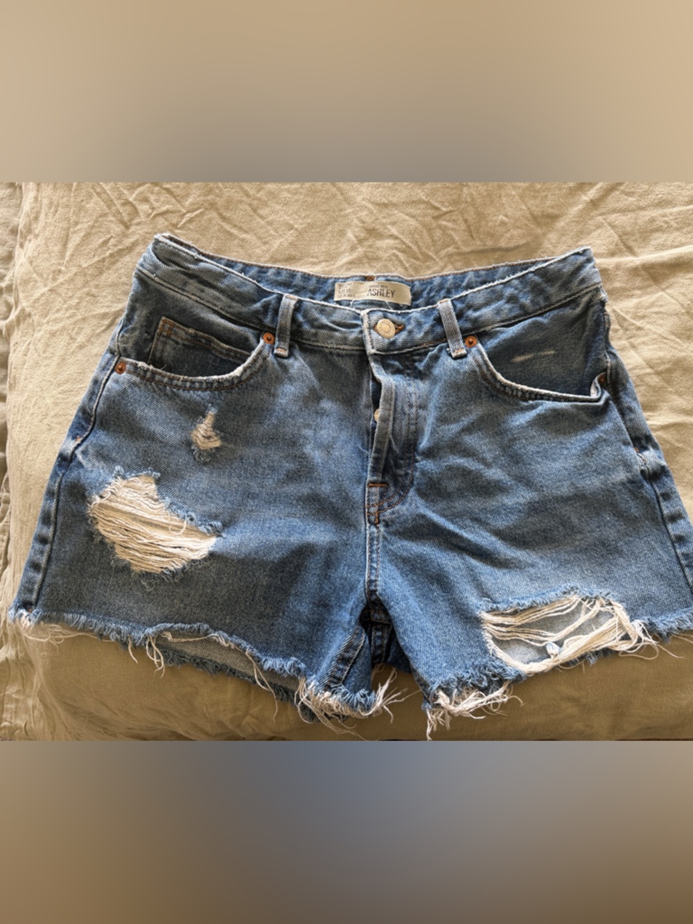 Topshop Distressed Light Blue Denim Cutoff Shorts